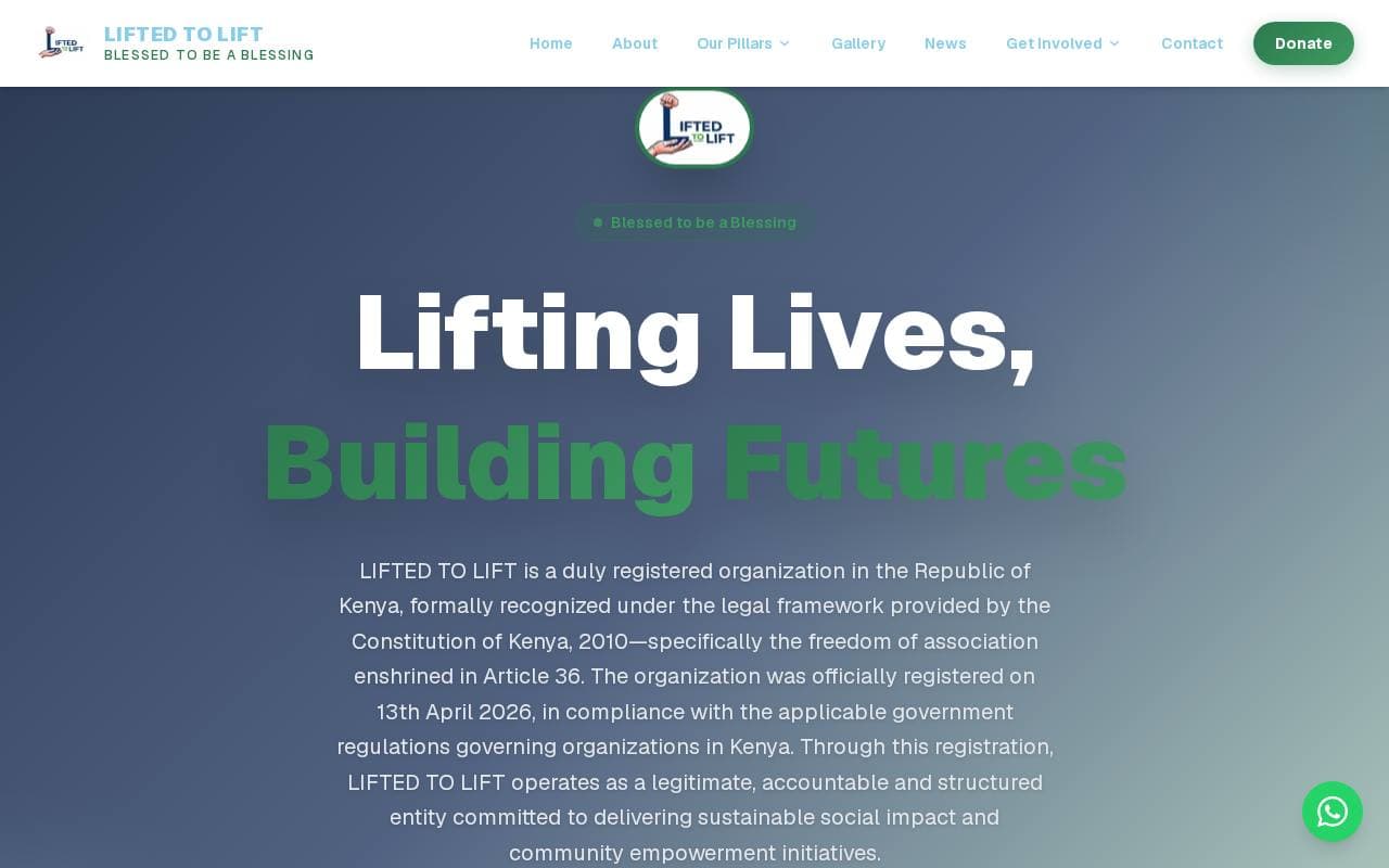 LIFTED TO LIFT website